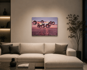 Tableau Bulles de Rêve dans un salon contemporain