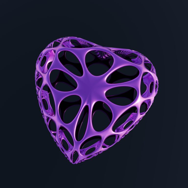 Love est une œuvre d’art numérique contemporaine représentant deux formes organiques aux couleurs rouge et violette. Inspirée du design génératif et de l’architecture biomorphique, cette création symbolise l’amour, l’équilibre et la complémentarité dans une esthétique moderne et raffinée.