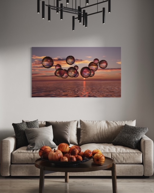 Tableau Bulles de Rêve dans un salon contemporain
