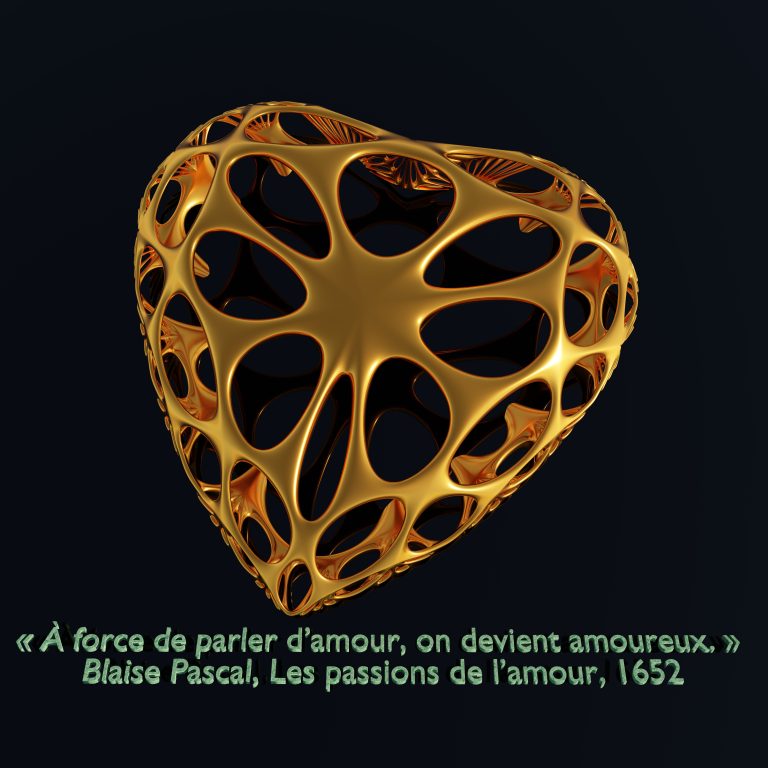 Love est une œuvre d’art numérique contemporaine représentant deux formes organiques aux couleurs rouge et violette. Inspirée du design génératif et de l’architecture biomorphique, cette création symbolise l’amour, l’équilibre et la complémentarité dans une esthétique moderne et raffinée.