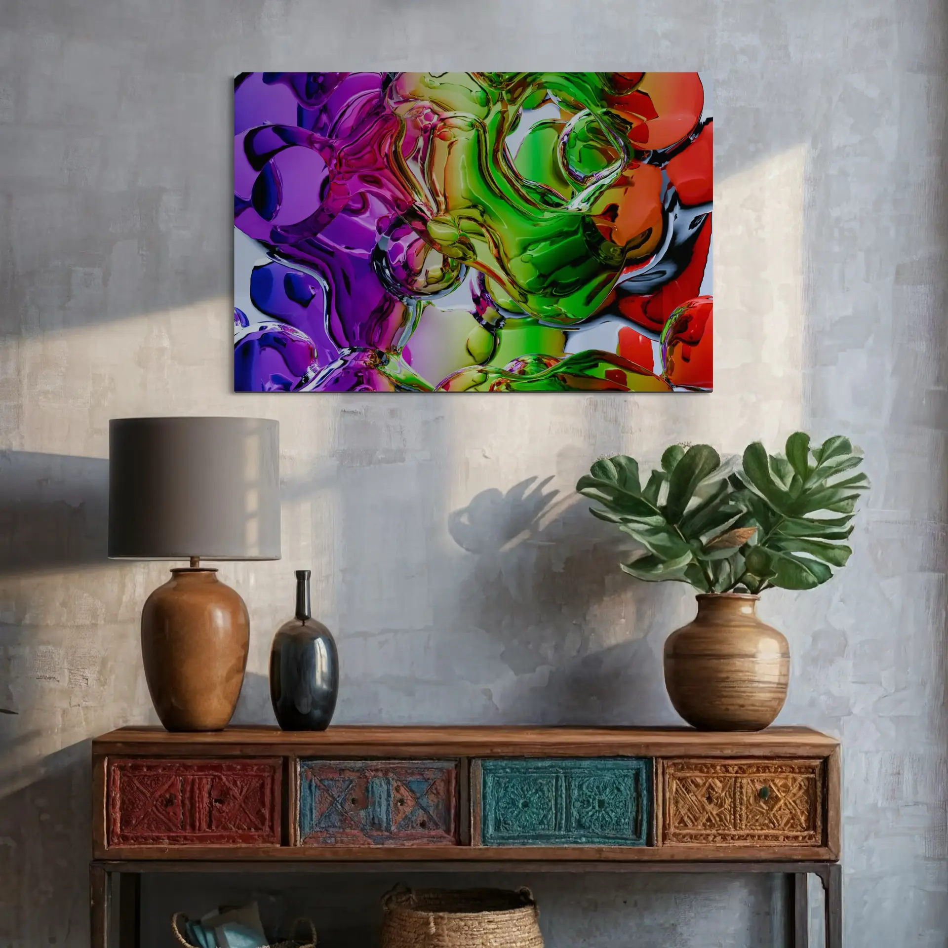 Une symphonie de couleurs et de formes, une danse de lumière et de matière. Laissez-vous submerger par ce flux chromatique vibrant