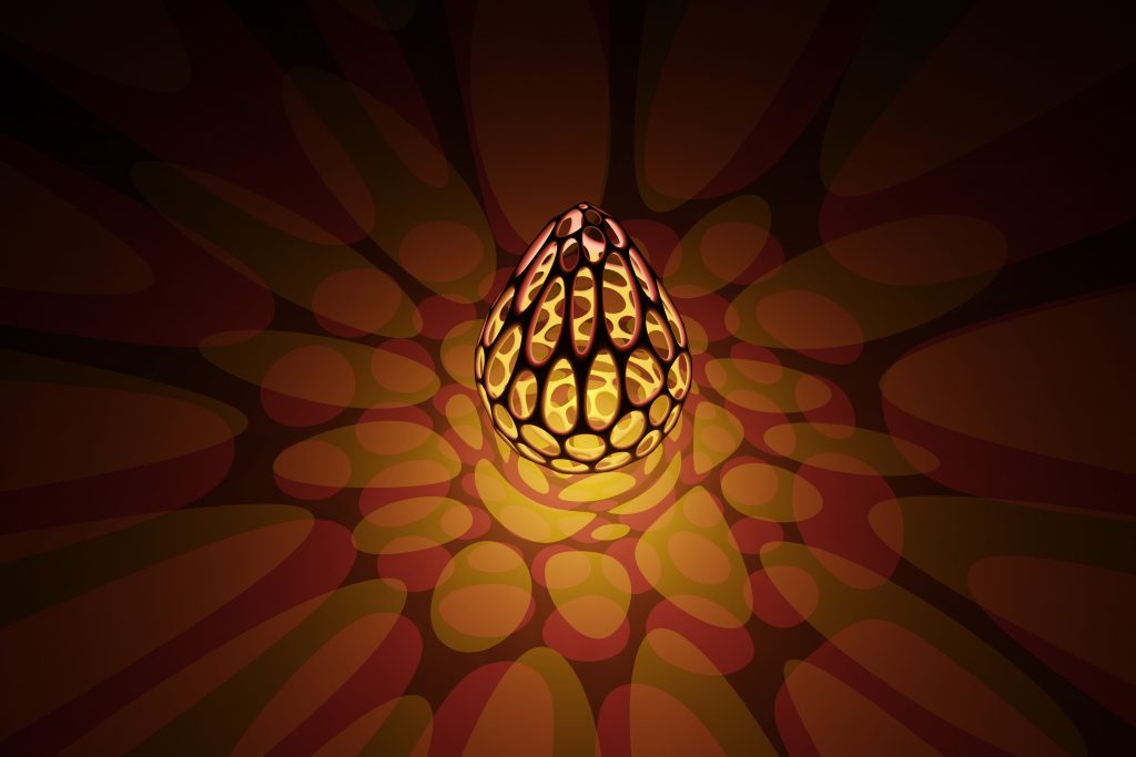 Un luminaire aux formes géométriques audacieuses, illuminant l'espace avec une lumière douce et enveloppante. La structure en treillis crée un jeu d'ombres et de lumières fascinant, créant une ambiance mystérieuse et élégante.